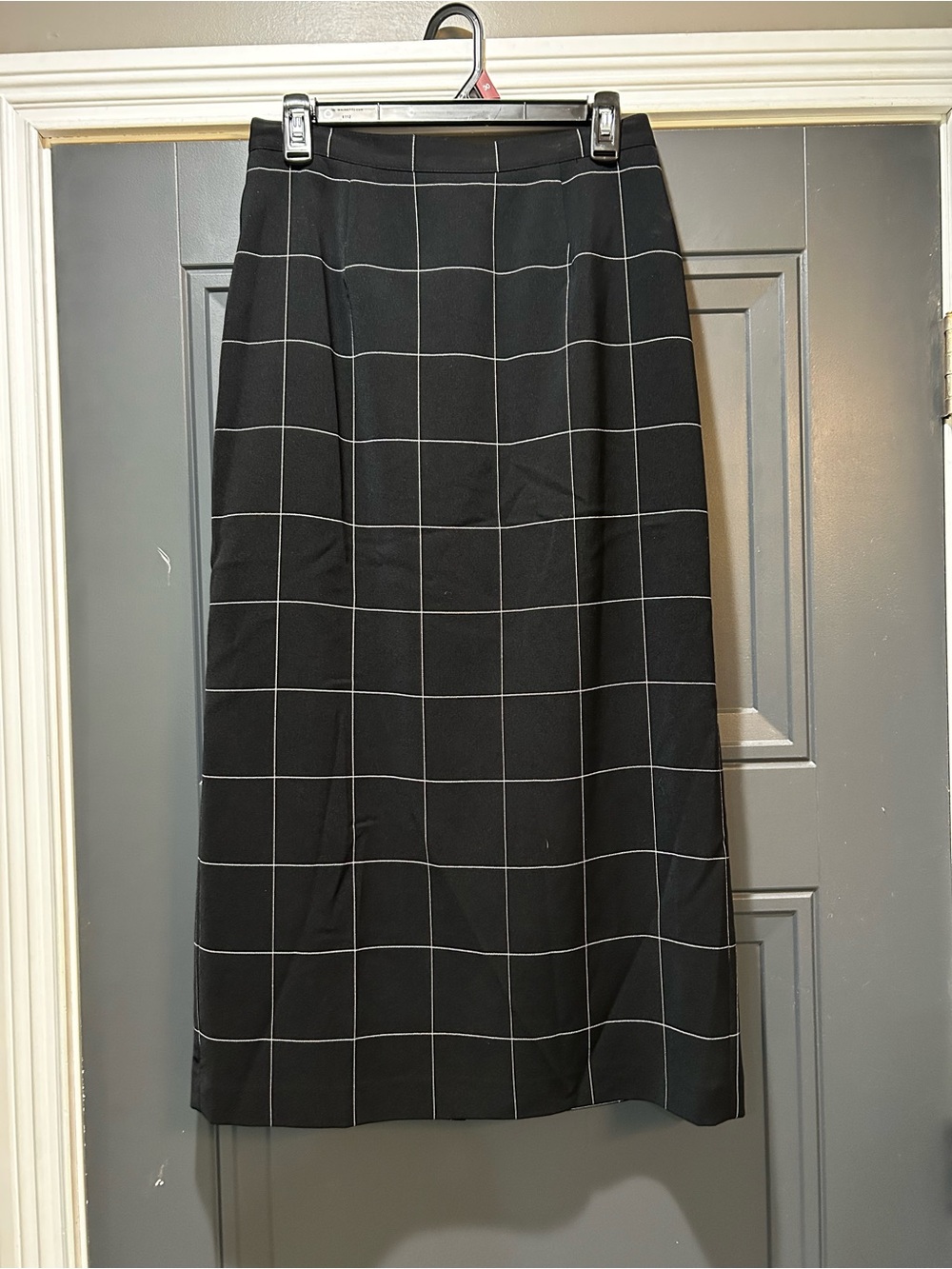 Sag Harbor Black Windowpane Pencil Skirt